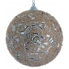 Χριστουγεννιάτικη Μπάλα Σαμπανιζέ με Χάντρες (8cm)